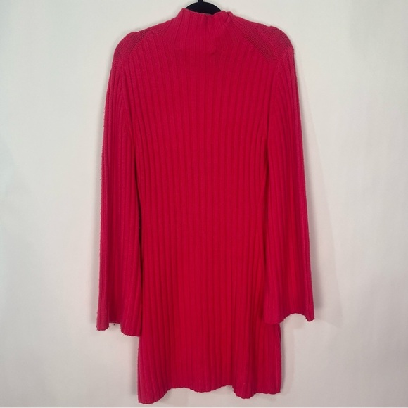 French Connection Hot Pink Ribbed Turtleneck Dress Sz Medium NWT - Picture 2 of 5